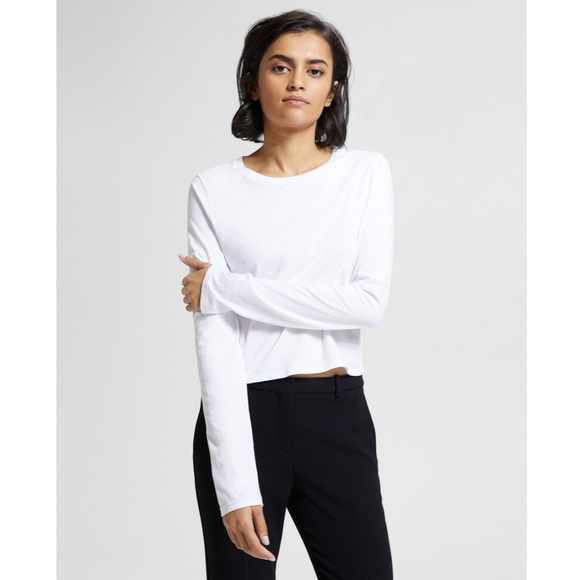 Theory Basic Long Sleeve Tee in Cotton Jersey - Picture 1 of 5
